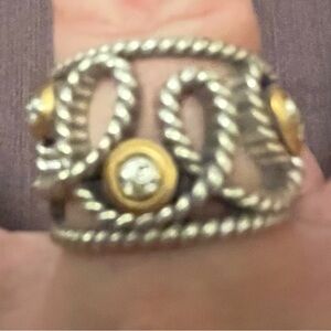 Brighton Two-Tone Rope Twist Ring with Gold Accents